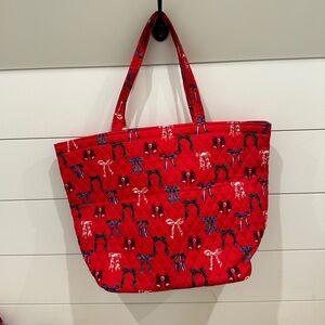 Vera Bradley Red Quilted Tote Bag with Bow Print